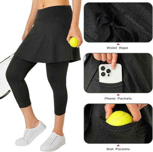 تنانير نسائية مع سروال ضيق، سراويل ضيقة رياضية مع جيوب، سراويل ضيقة نسائية لجولف التنس in Kuwait