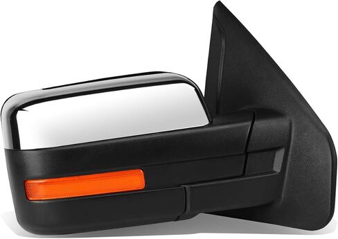 Auto Dynasty Right Passenger Side Chrome Power Heated Glass Manual Folding Rear View Tow Mirror Compatible with Ford F-150 04-14 in Kuwait