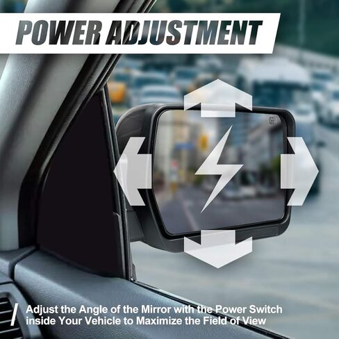 Auto Dynasty Right Passenger Side Chrome Power Heated Glass Manual Folding Rear View Tow Mirror Compatible with Ford F-150 04-14 in Kuwait