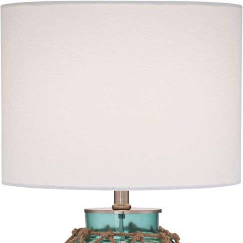360 Lighting Crosby Cottage Accent Table Lamps 22.5" High Set of 2 Natural Coastal Blue Green Rope Net Off White Drum Shade Decor for Living Room Bedroom House Bedside Nightstand in Kuwait