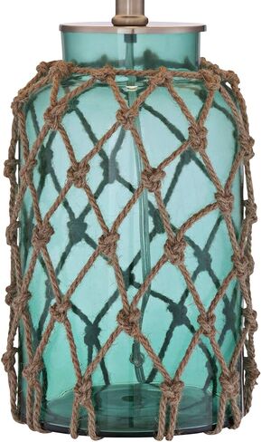 360 Lighting Crosby Cottage Accent Table Lamps 22.5" High Set of 2 Natural Coastal Blue Green Rope Net Off White Drum Shade Decor for Living Room Bedroom House Bedside Nightstand in Kuwait