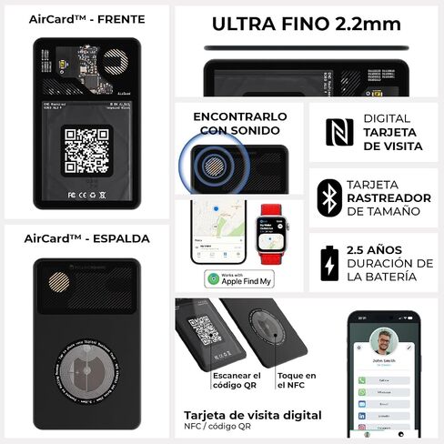 Rolling Square Aircard Wallet Tracker - Bluetooth Wallet Finder (2-Pack) Find My Network Compatible with Business Card Feature NFC/QR Code in Saudi Arabia