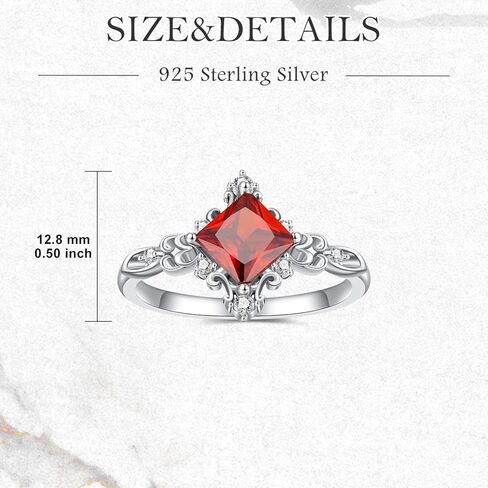 Garnet Engagement Ring for Women 925 Sterling Silver 5.5mm Princess Cut January Birthstone Ring in Kuwait