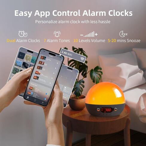 ساعات إنذار Smartrise Sunrise Smart لغرف النوم ، مكبر صوت Bluetooth ، آلة التحكم في التطبيق الأبيض ، آلة صوت ضوضاء أبيض ، ضوء الليل ، استيقظ ضوءًا للأطفال ، المراهقين ، البالغين ، النائمون الثقيلون in Kuwait