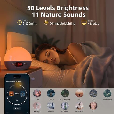 ساعات إنذار Smartrise Sunrise Smart لغرف النوم ، مكبر صوت Bluetooth ، آلة التحكم في التطبيق الأبيض ، آلة صوت ضوضاء أبيض ، ضوء الليل ، استيقظ ضوءًا للأطفال ، المراهقين ، البالغين ، النائمون الثقيلون in Kuwait
