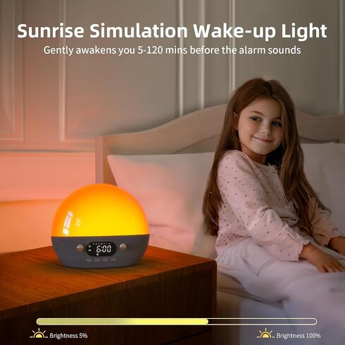 Smart Sunrise Alarm Clocks for Bedrooms, Bluetooth Speaker, APP Control White Noise Sound Machine, Sunset Night Light Wake up Light for Kids, Teens, Adults, Heavy Sleepers in Saudi Arabia