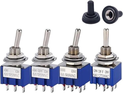 10pcs MTS-102 103 MTS-202 203 Toggle Switch 6A 125VAC on 6mm Mini Switch on Off on Waterproof Cap(MTS203 Dark Blue) in Saudi Arabia