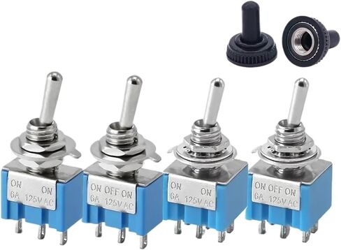 10pcs MTS-102 103 MTS-202 203 Toggle Switch 6A 125VAC on 6mm Mini Switch on Off on Waterproof Cap(MTS203 Dark Blue) in Saudi Arabia