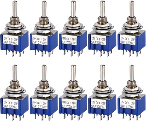 10pcs MTS-102 103 MTS-202 203 Toggle Switch 6A 125VAC on 6mm Mini Switch on Off on Waterproof Cap(MTS203 Dark Blue) in Saudi Arabia