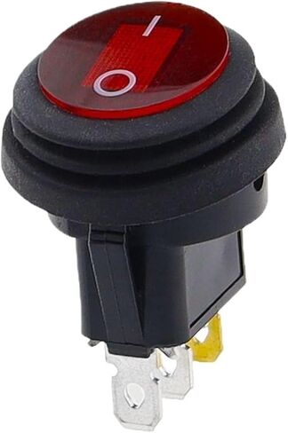 1pcs Waterproof Button with 12V 220V Light Rocker Switch Opening 20MM Boat-Shaped Round 3Pin Silver Point Switches(Green,12V) in Saudi Arabia
