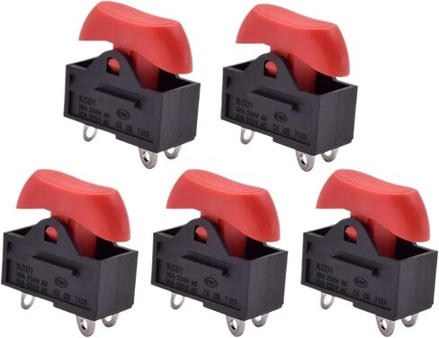 5pcs/lot Push Button Rocker Switch Boat Hair Dryer Accessories Latching 3pin 3 Positon 10A 250VAC Power On Off Switch(5PCS Black) in Saudi Arabia