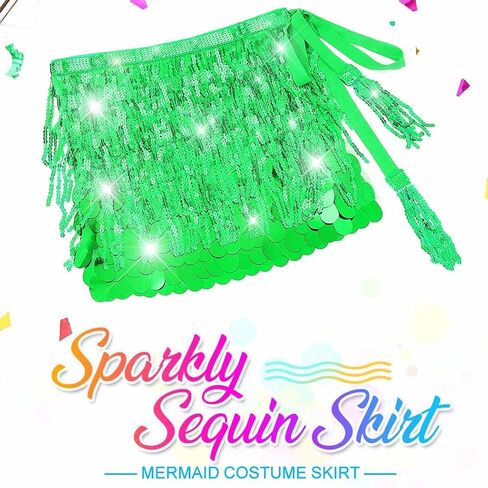 Nicute Sequin Skirt Sparkly Belly Dance Skirt Mermaid Costume for Women in Saudi Arabia