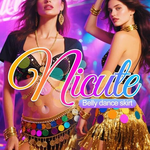 Nicute Sequin Skirt Sparkly Belly Dance Skirt Mermaid Costume for Women in Saudi Arabia