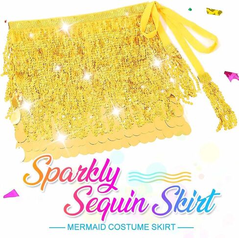 Nicute Sequin Skirt Sparkly Belly Dance Skirt Mermaid Costume for Women in Saudi Arabia