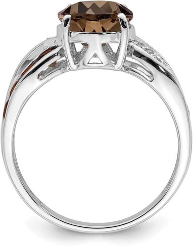 Sonia Jewels Real 925 Sterling Silver Diamond and Brown Smoky Quartz Engagement Ring (.02 cttw.) in Saudi Arabia