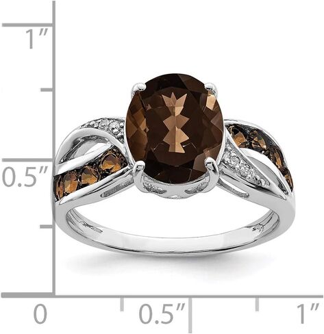 Sonia Jewels Real 925 Sterling Silver Diamond and Brown Smoky Quartz Engagement Ring (.02 cttw.) in Saudi Arabia