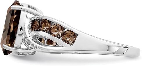 Sonia Jewels Real 925 Sterling Silver Diamond and Brown Smoky Quartz Engagement Ring (.02 cttw.) in Saudi Arabia