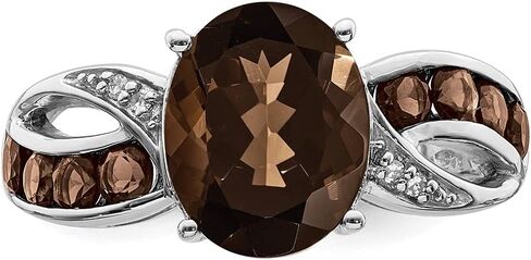 Sonia Jewels Real 925 Sterling Silver Diamond and Brown Smoky Quartz Engagement Ring (.02 cttw.) in Saudi Arabia
