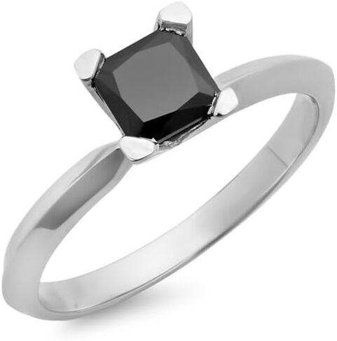 Dazzlingrock Collection 0.25-2.00 Carat Princess Black Diamond Solitaire Engagement Ring for Women in 14K Solid Gold in Saudi Arabia