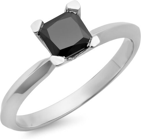 Dazzlingrock Collection 0.25-2.00 Carat Princess Black Diamond Solitaire Engagement Ring for Women in 14K Solid Gold in Saudi Arabia