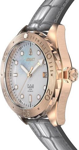 Aquacy Bronze CUSN8 MENM MENM OF PEARL WATTERATION AUTOMATION مع جلود 200 متر - مادة جلدية إيطالية in Saudi Arabia