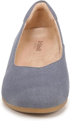 حذاء نسائي من Dr. Scholl Be Ready بكعب عريض من القماش الكتاني الأزرق مقاس 7.5 متر in Kuwait