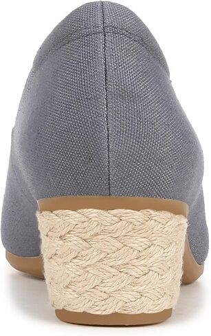 حذاء نسائي من Dr. Scholl Be Ready بكعب عريض من القماش الكتاني الأزرق مقاس 7.5 متر in Kuwait