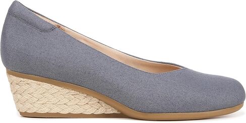 حذاء نسائي من Dr. Scholl Be Ready بكعب عريض من القماش الكتاني الأزرق مقاس 7.5 متر in Kuwait