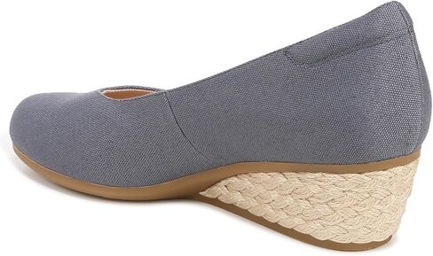 حذاء نسائي من Dr. Scholl Be Ready بكعب عريض من القماش الكتاني الأزرق مقاس 7.5 متر in Kuwait