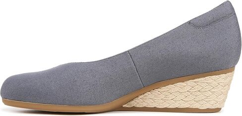 حذاء نسائي من Dr. Scholl Be Ready بكعب عريض من القماش الكتاني الأزرق مقاس 7.5 متر in Kuwait