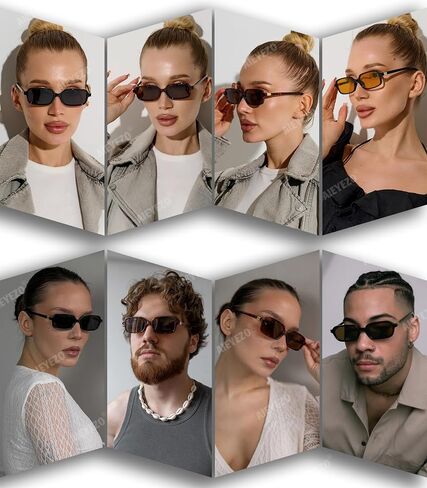 AIEYEZO Retro Rectangular Sunglasses for Women Fashion Square Sun Glasses Trendy Vintage Small Frame Shades in Saudi Arabia