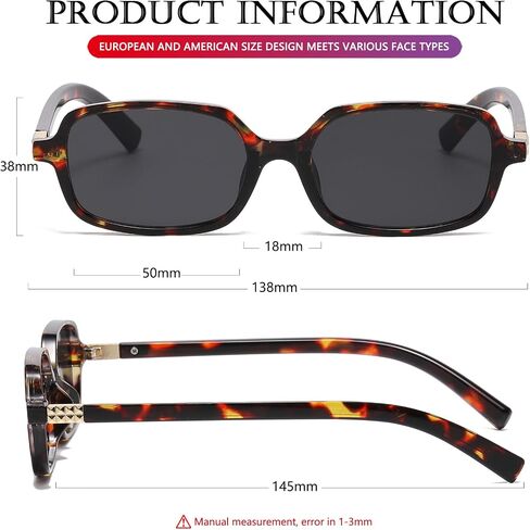 AIEYEZO Retro Rectangular Sunglasses for Women Fashion Square Sun Glasses Trendy Vintage Small Frame Shades in Saudi Arabia