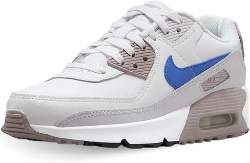 Nike Air Max 90 Big Kids' Shoes (HF6358-105, White/College Grey/Summit White/Racer Blue) in Saudi Arabia