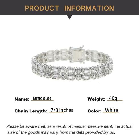 14K Gold Over S925 Tennis Bracelet, Hip-Hop Style Round Square Bracelet, Emerald Cut Moissanite Bracelet, Couple Bracelet - Fashionable Couple Outfit, Moissanite Shines Brightly, Perfect for Holiday Celebrations,Fathers Day From Wife in Saudi Arabia