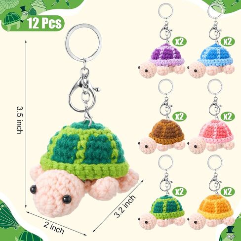 12 Pcs Funny Crochet Turtle Doll Bulks with Keychain Handmade Emotional Sustenance Knitting Turtle Mini Positive Cute Crochet Animal Handwoven Ornaments for Car Home Office in Saudi Arabia