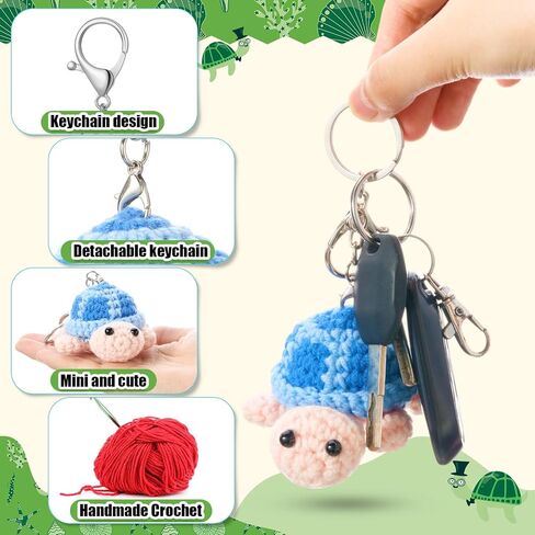 12 Pcs Funny Crochet Turtle Doll Bulks with Keychain Handmade Emotional Sustenance Knitting Turtle Mini Positive Cute Crochet Animal Handwoven Ornaments for Car Home Office in Saudi Arabia