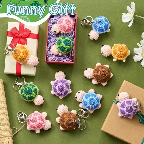 12 Pcs Funny Crochet Turtle Doll Bulks with Keychain Handmade Emotional Sustenance Knitting Turtle Mini Positive Cute Crochet Animal Handwoven Ornaments for Car Home Office in Saudi Arabia