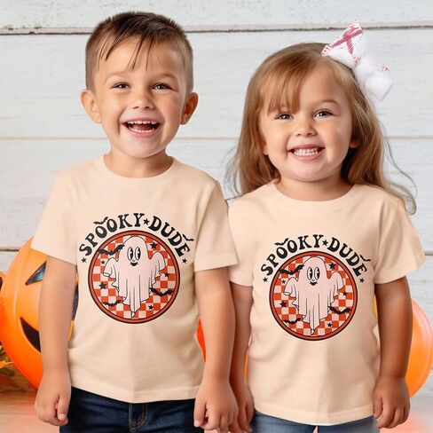 Halloween T Shirt Toddler Baby Boys Girls Funny Ghost Graphic Spooky Dude Letter Print Short Sleeve Tee Tops in Kuwait