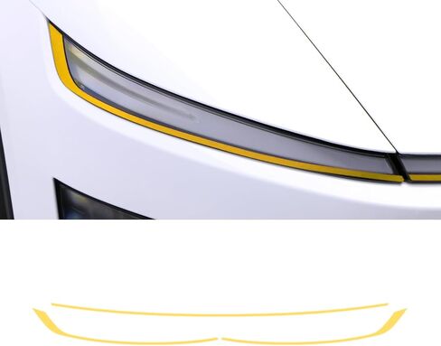 BETTERHUMZ Car Headlight Strips Decorative Compatible with Tesla Model Y Juniper 2025,PET Transparent Headlight Protective Cover Decor Sticker Car Exterior Accessories (Red) in Kuwait