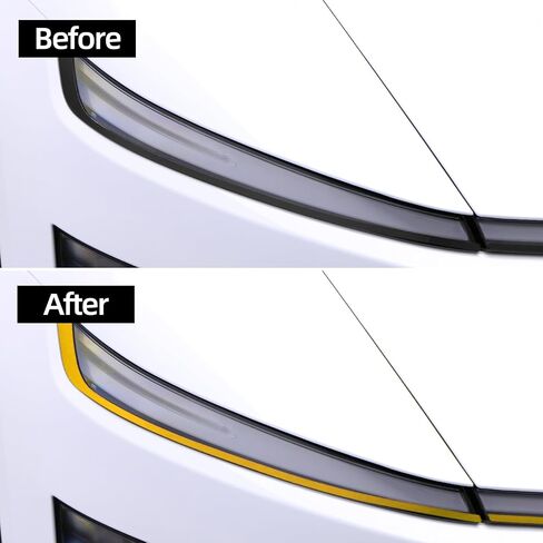 BETTERHUMZ Car Headlight Strips Decorative Compatible with Tesla Model Y Juniper 2025,PET Transparent Headlight Protective Cover Decor Sticker Car Exterior Accessories (Red) in Kuwait