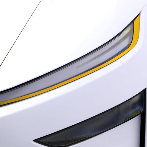 BETTERHUMZ Car Headlight Strips Decorative Compatible with Tesla Model Y Juniper 2025,PET Transparent Headlight Protective Cover Decor Sticker Car Exterior Accessories (Red) in Kuwait