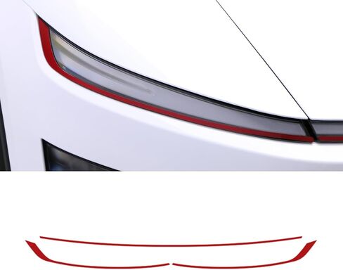 BETTERHUMZ Car Headlight Strips Decorative Compatible with Tesla Model Y Juniper 2025,PET Transparent Headlight Protective Cover Decor Sticker Car Exterior Accessories (Red) in Kuwait