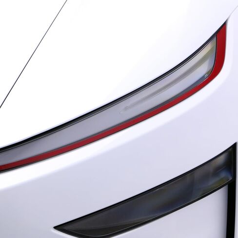 BETTERHUMZ Car Headlight Strips Decorative Compatible with Tesla Model Y Juniper 2025,PET Transparent Headlight Protective Cover Decor Sticker Car Exterior Accessories (Red) in Kuwait