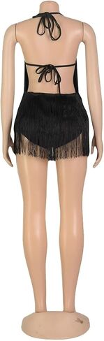 Sequin Fringe Dress Women's Fringed Lace Jumpsuit Party Suspender in Saudi Arabia