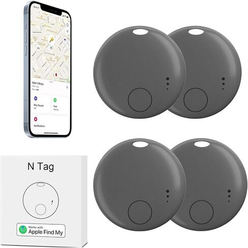 Smart Bluetooth Tracker,Key Finder,Wallet Tracker Works with Apple Find My (iOS only),Replaceable Battery,Air Tracker,Bluetooth Item Finder for Bags,Luggage,Pets & Backpack,4 Pack Black in Saudi Arabia
