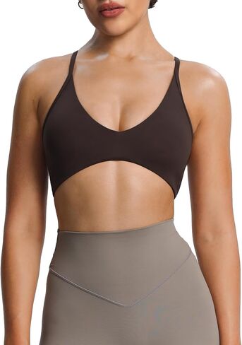 Aoxjox Women's Worning Lily Deep v Cross Sport Pras Fitness Bra Yoga Tank in Saudi Arabia