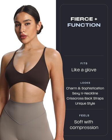 Aoxjox Women's Worning Lily Deep v Cross Sport Pras Fitness Bra Yoga Tank in Saudi Arabia