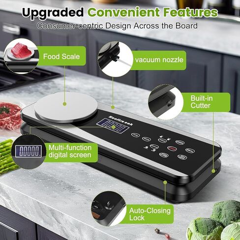 Vacuum Sealer Machine with Food Scale：10-in-1 Functions, Dry & Moist Modes, Pressure, Vacuum Marinate, Easy Mode Selection, Starter Kit for Food Storage & Sous Vide Cooking, Compact Design in Saudi Arabia