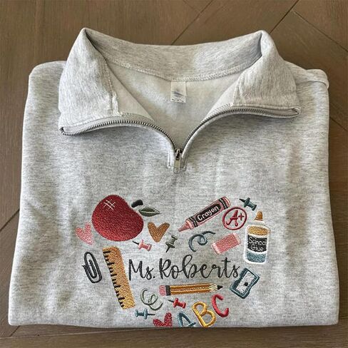 نوني مخصصة للمعلم Quarter Zip Sweatshirt ، مطرزة مخصصة تعليم قميص Sweatshirt ، هدايا المعلمين ، تعليم Sweatshirts in Kuwait