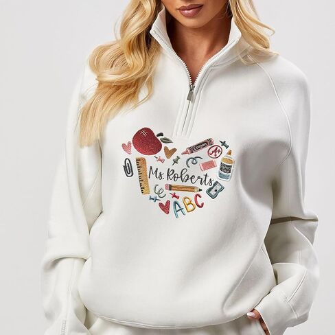 نوني مخصصة للمعلم Quarter Zip Sweatshirt ، مطرزة مخصصة تعليم قميص Sweatshirt ، هدايا المعلمين ، تعليم Sweatshirts in Kuwait